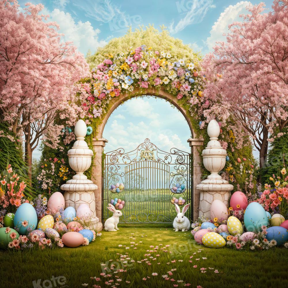Kate Easter Backdrop Bunny Colorful Flowers Arch Designed by Chain Photography - Kate Backdrop AU
