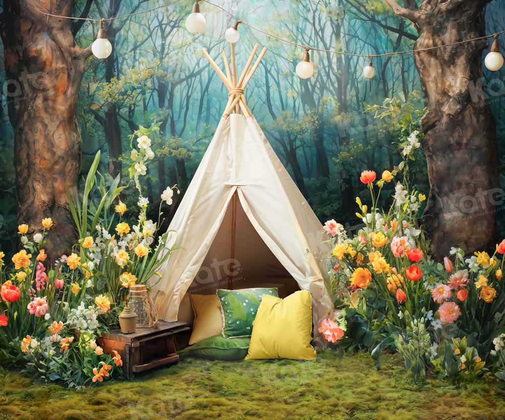 Kate Spring Wild Flowers Forest Tent Backdrop Designed by Emetselch