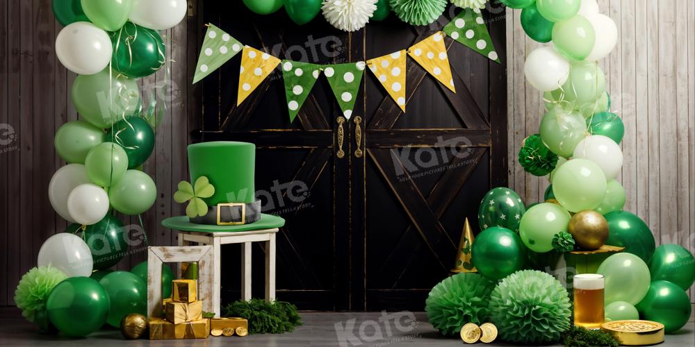Kate St. Patrick's Day Backdrop Green Balloon Black Door Designed by Emetselch - Kate Backdrop AU