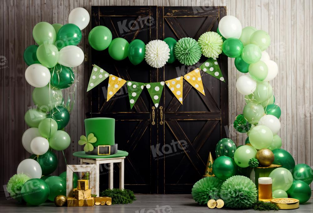 Kate St. Patrick's Day Backdrop Green Balloon Black Door Designed by Emetselch - Kate Backdrop AU