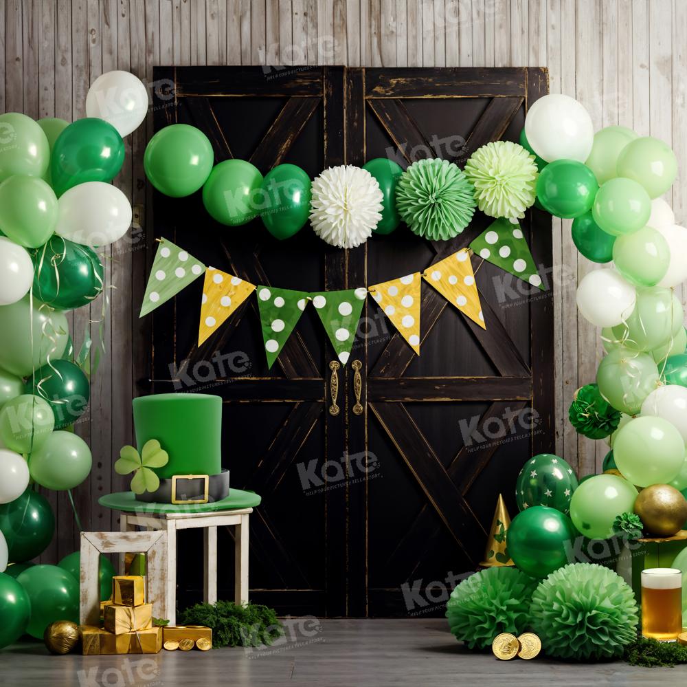 Kate St. Patrick's Day Backdrop Green Balloon Black Door Designed by Emetselch - Kate Backdrop AU