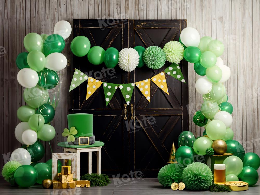 Kate St. Patrick's Day Backdrop Green Balloon Black Door Designed by Emetselch - Kate Backdrop AU