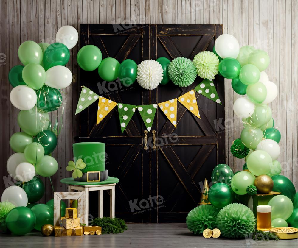 Kate St. Patrick's Day Backdrop Green Balloon Black Door Designed by Emetselch - Kate Backdrop AU