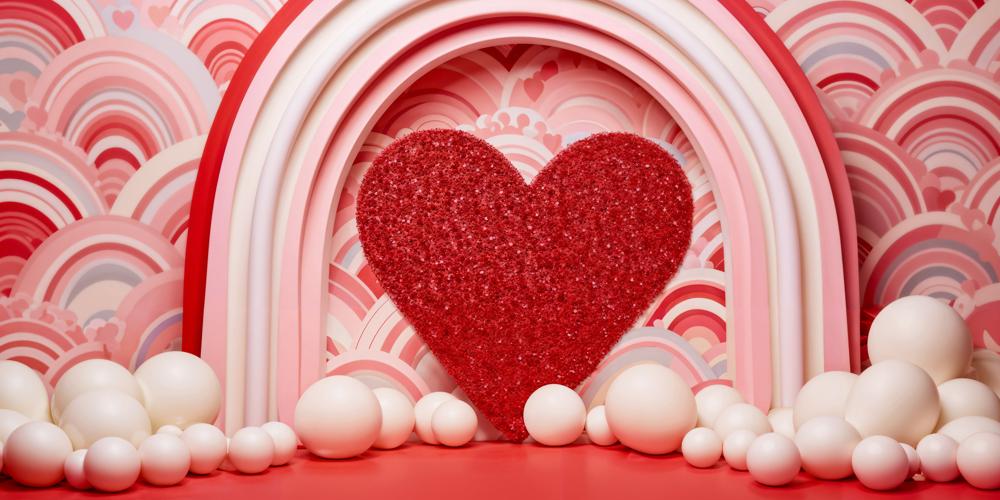 Kate Pink Valentine's Day Love Balloons Backdrop Designed by Emetselch - Kate Backdrop AU