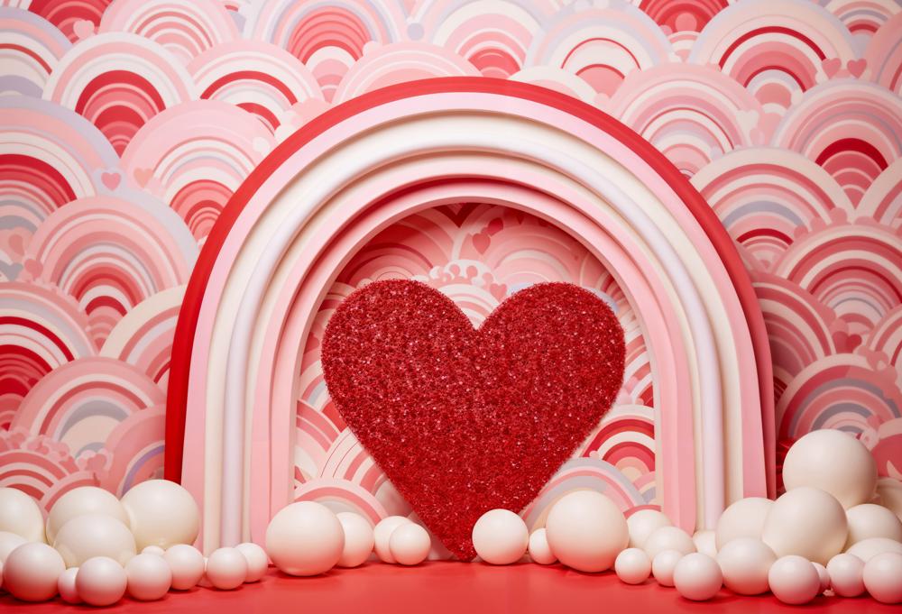 Kate Pink Valentine's Day Love Balloons Backdrop Designed by Emetselch - Kate Backdrop AU