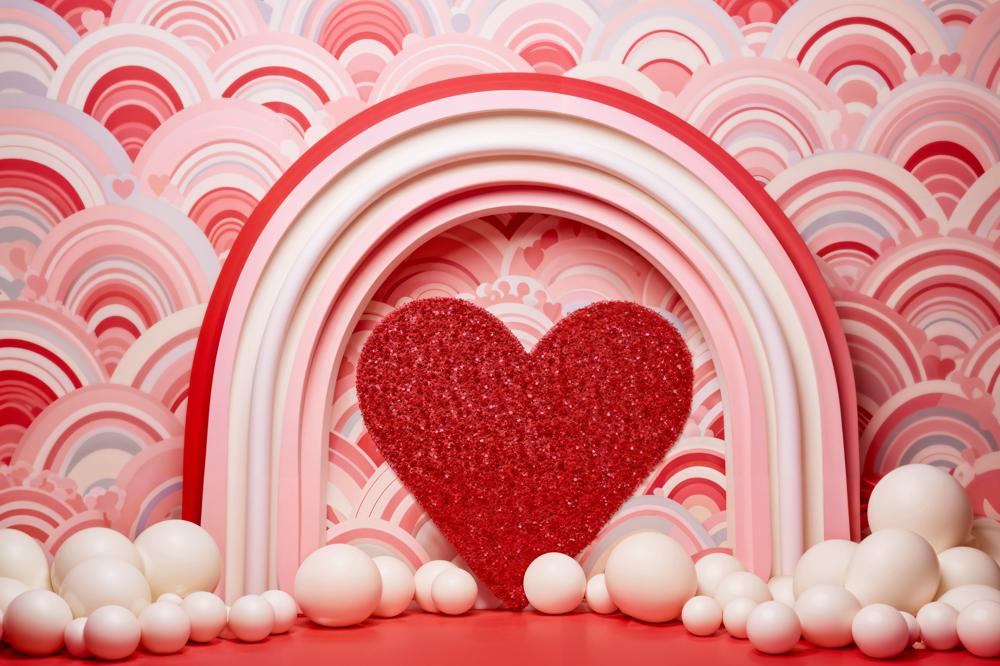Kate Pink Valentine's Day Love Balloons Backdrop Designed by Emetselch - Kate Backdrop AU