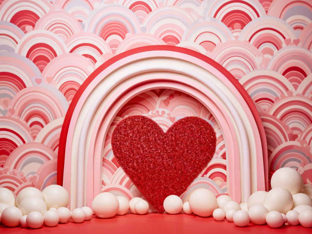 Kate Pink Valentine's Day Love Balloons Backdrop Designed by Emetselch - Kate Backdrop AU