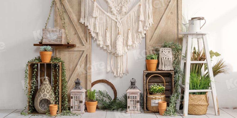 Kate Boho Green Potted Tassels Backdrop Designed by Emetselch - Kate Backdrop AU