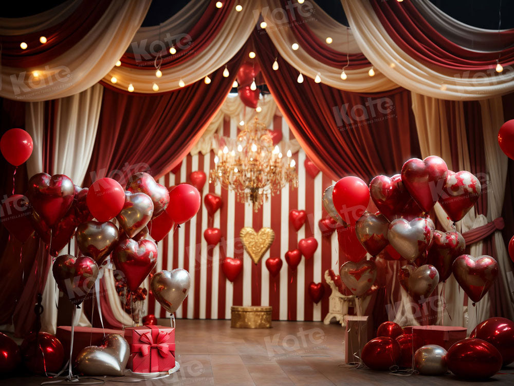 Kate Valentine's Day Backdrop Love Balloons Red Stage Designed by Emetselch