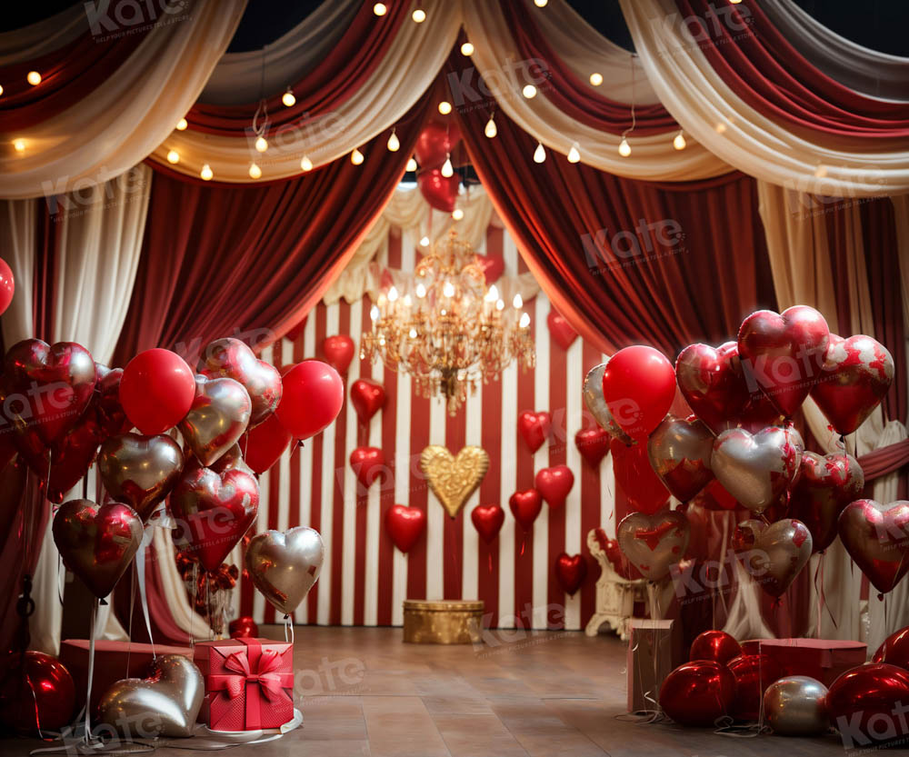 Kate Valentine's Day Backdrop Love Balloons Red Stage Designed by Emetselch