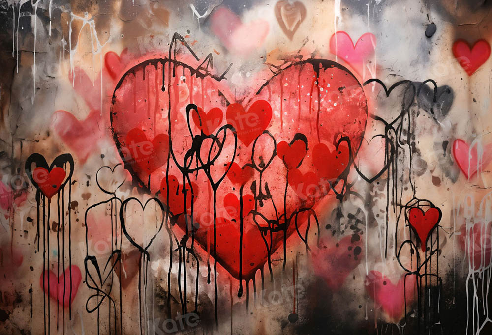 Kate Valentine's Day Ink Hearts Backdrop Designed by Chain Photography