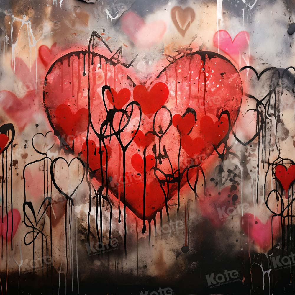 Kate Valentine's Day Ink Hearts Backdrop Designed by Chain Photography