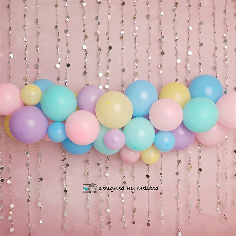 Kate Birthday Balloons Sequins Backdrop for Photography Designed by Melissa King