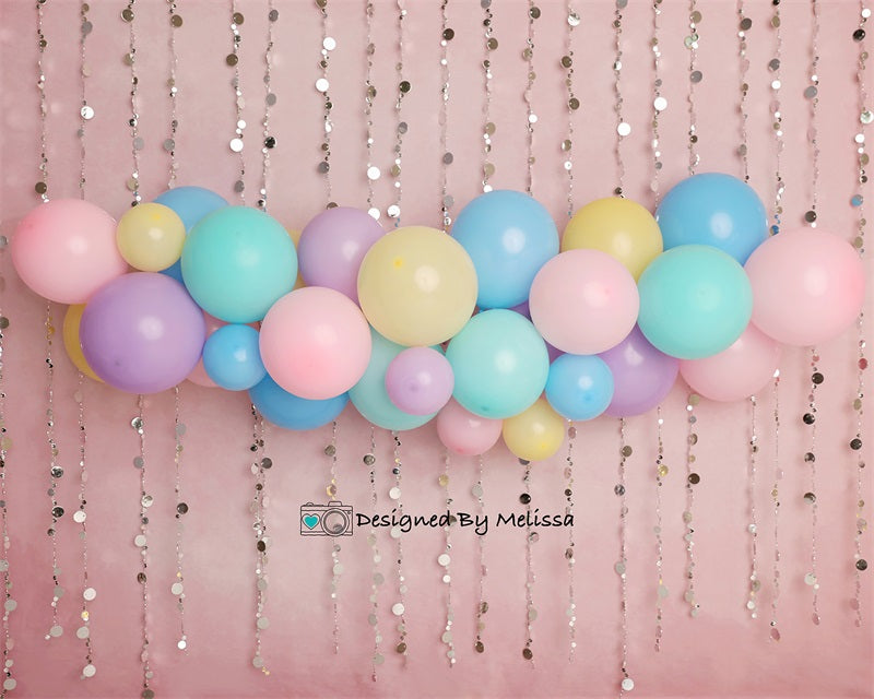 Kate Birthday Balloons Sequins Backdrop for Photography Designed by Melissa King
