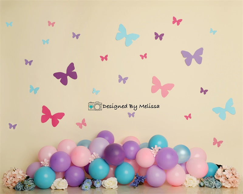 Kate Pastel Butterfly Birthday Backdrop Designed by Melissa King