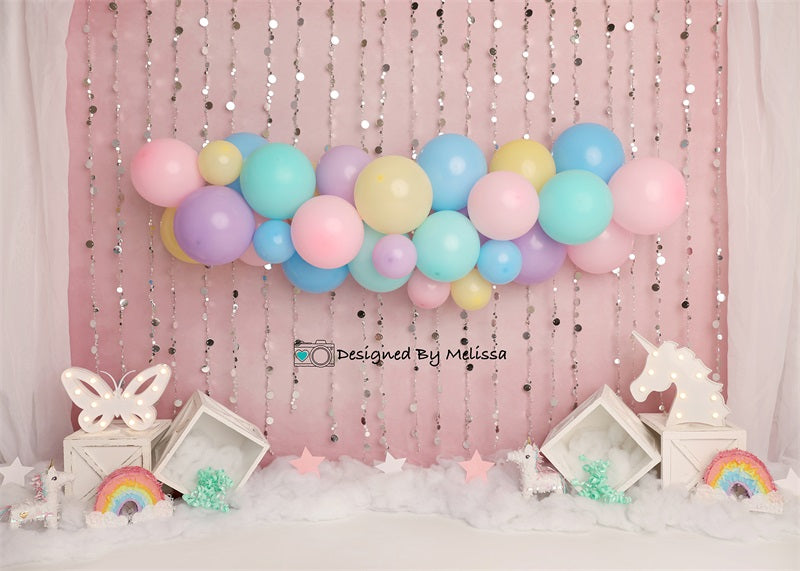 Kate Pastel Unicorn Party Backdrop Designed by Melissa King