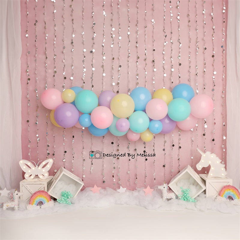 Kate Pastel Unicorn Party Backdrop Designed by Melissa King