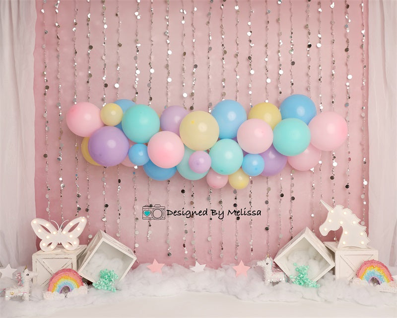 Kate Pastel Unicorn Party Backdrop Designed by Melissa King