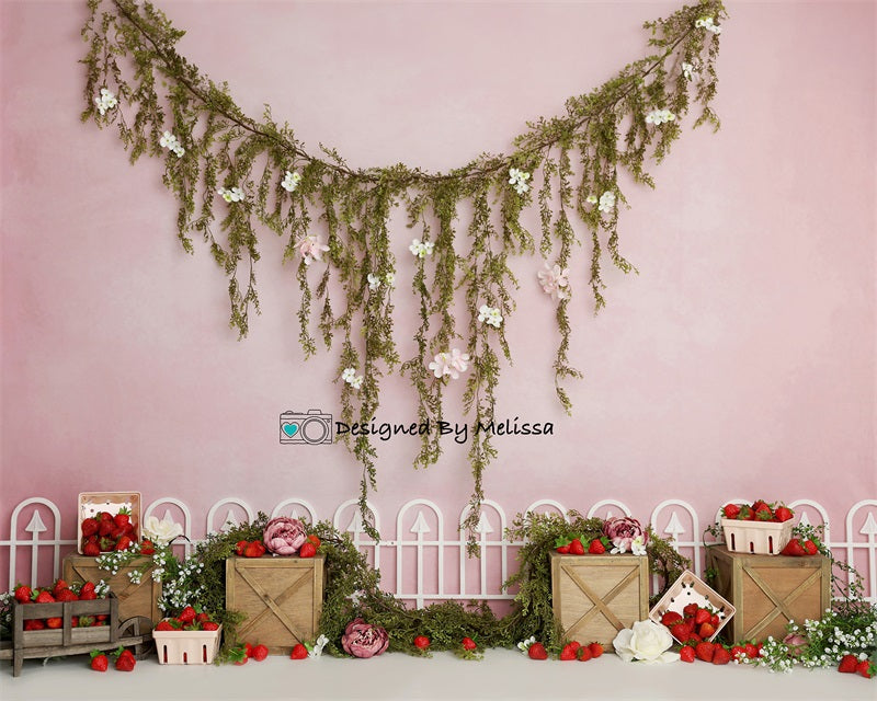 Kate Pink Strawberry Fields Backdrop for Photography Designed by Melissa King