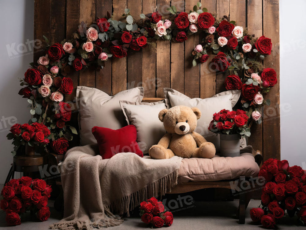 Kate Valentine's Day Flower Bear Sofa Backdrop Designed by Chain Photography