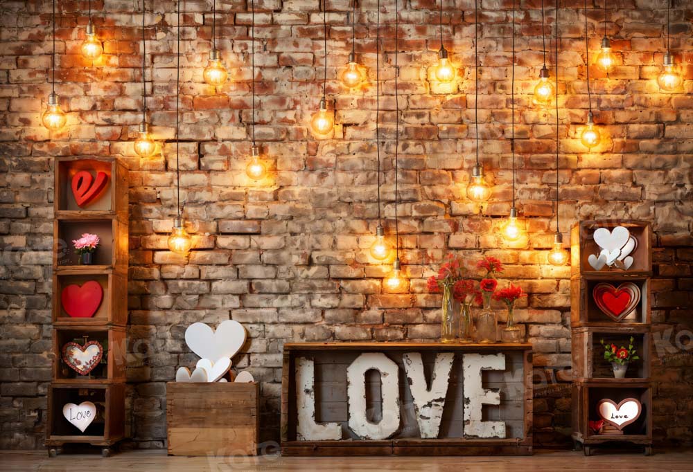 Kate Valentine's Day Heart Lamp Retro Wall Backdrop Designed by Chain Photography - Kate Backdrop AU