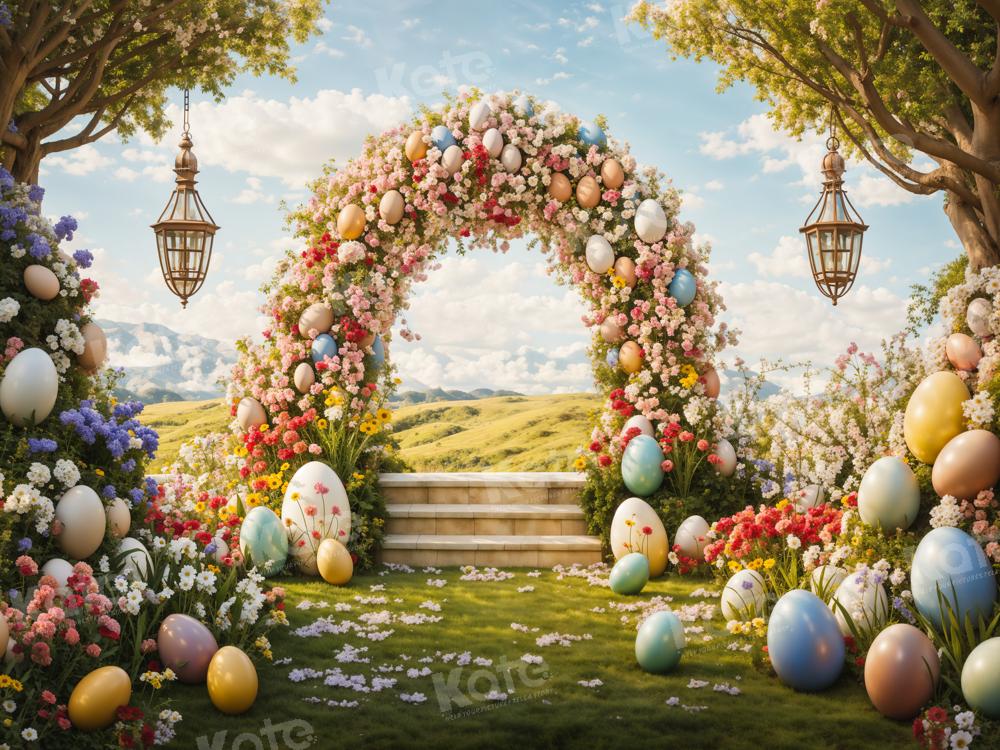 Kate Spring Easter Eggs Flowers Arch Backdrop Designed by Chain Photography