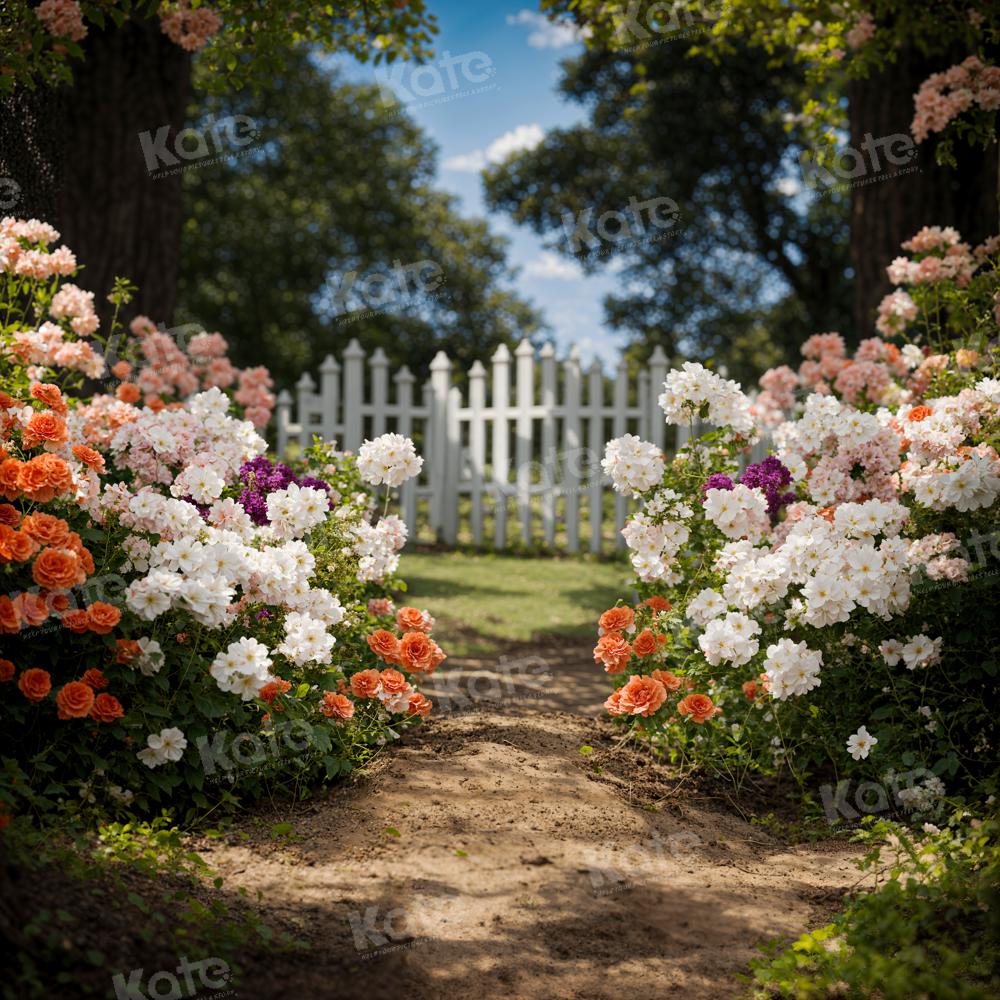 Kate Spring Flowers Fence Path Backdrop Designed by Chain Photography - Kate Backdrop AU