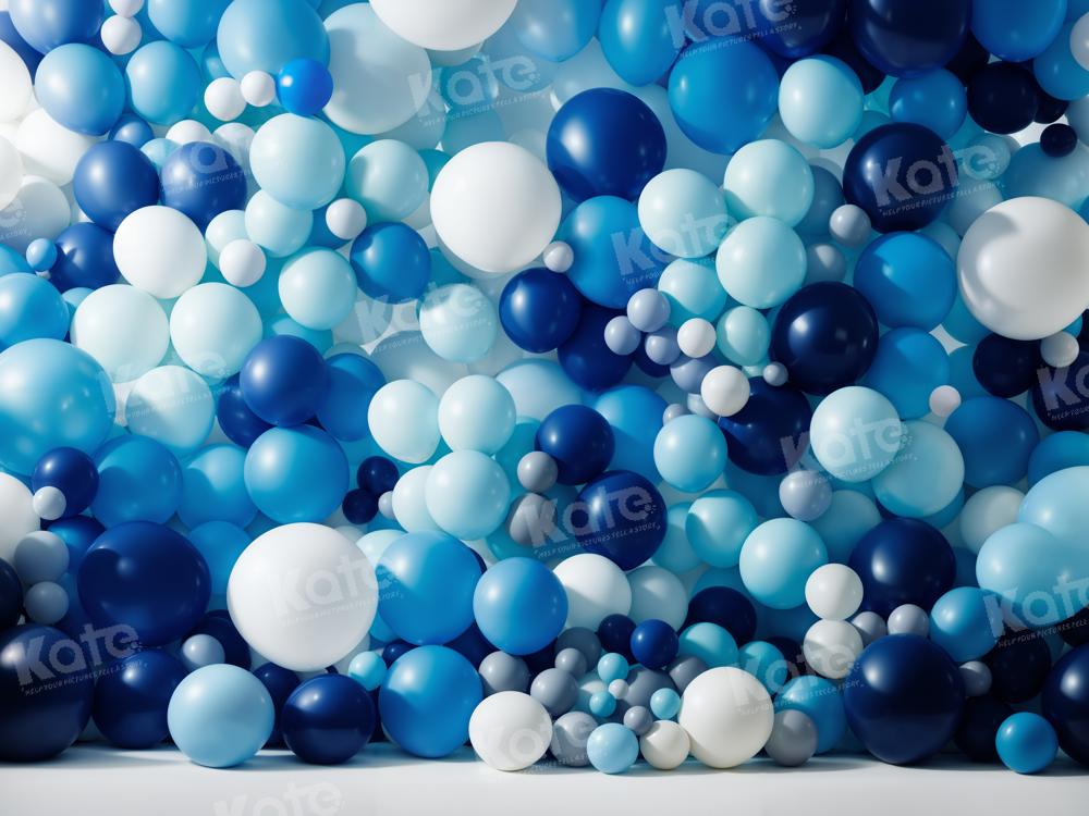 Kate Blue And White Balloons Backdrop Designed by Chain Photography