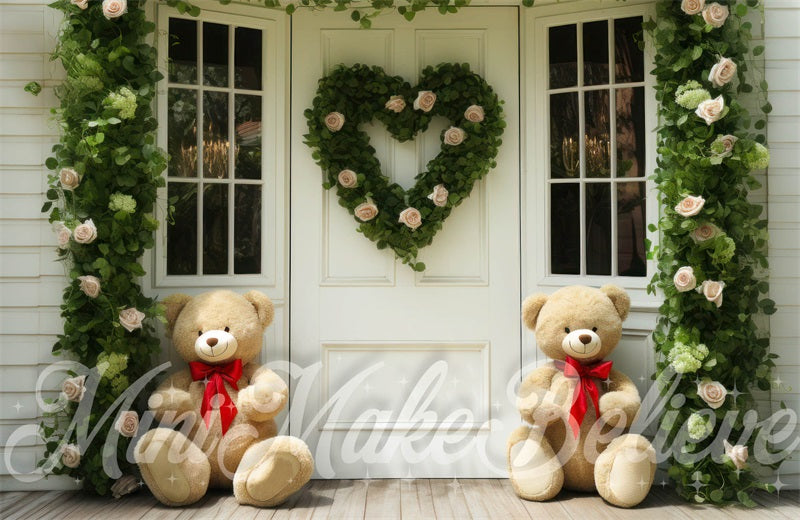Kate Valentine Door Teddy Bears Backdrop Designed by Mini MakeBelieve - Kate Backdrop AU
