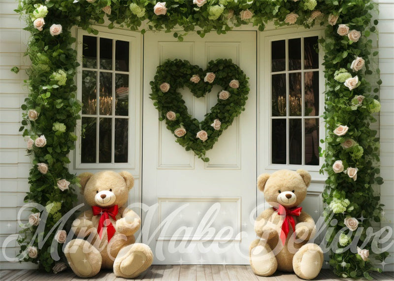 Kate Valentine Door Teddy Bears Backdrop Designed by Mini MakeBelieve - Kate Backdrop AU