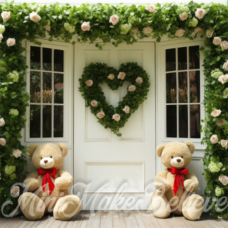 Kate Valentine Door Teddy Bears Backdrop Designed by Mini MakeBelieve - Kate Backdrop AU