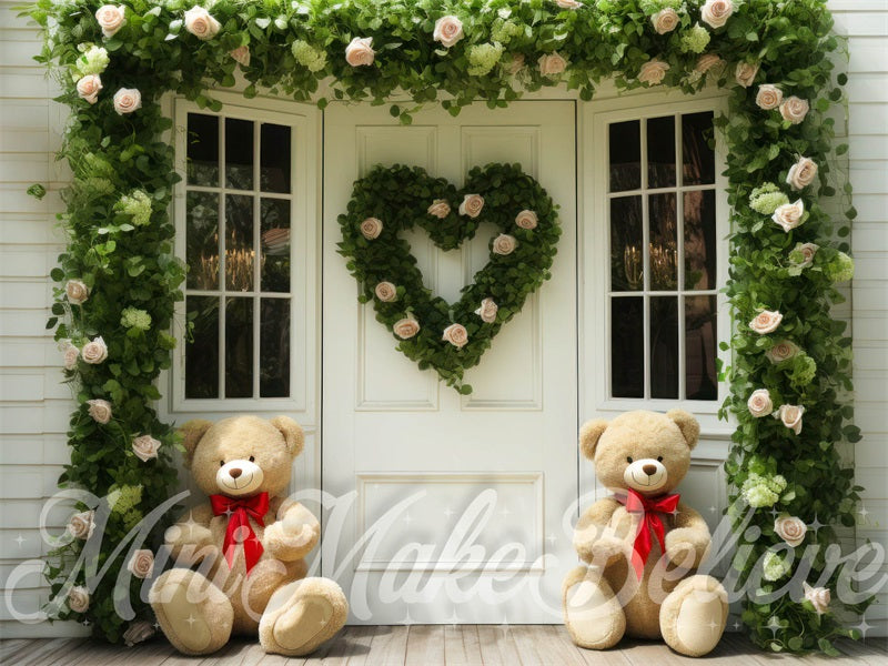 Kate Valentine Door Teddy Bears Backdrop Designed by Mini MakeBelieve - Kate Backdrop AU