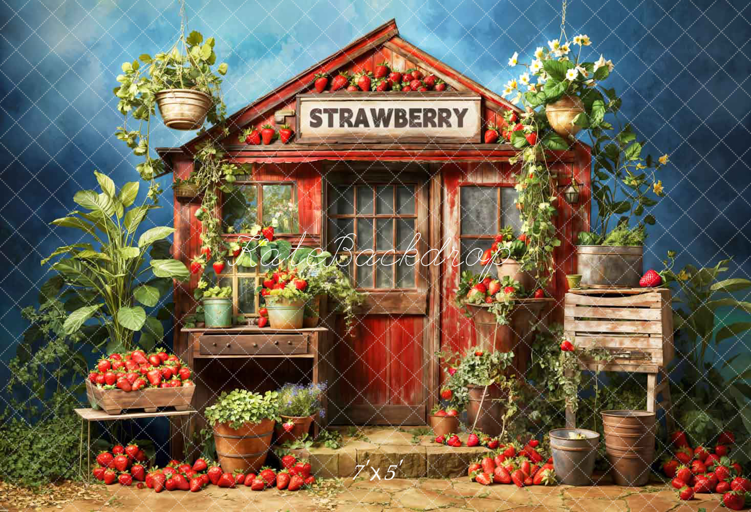 Kate Spring Green Strawberry Warehouse Backdrop Designed by Chain Photography - Kate Backdrop AU