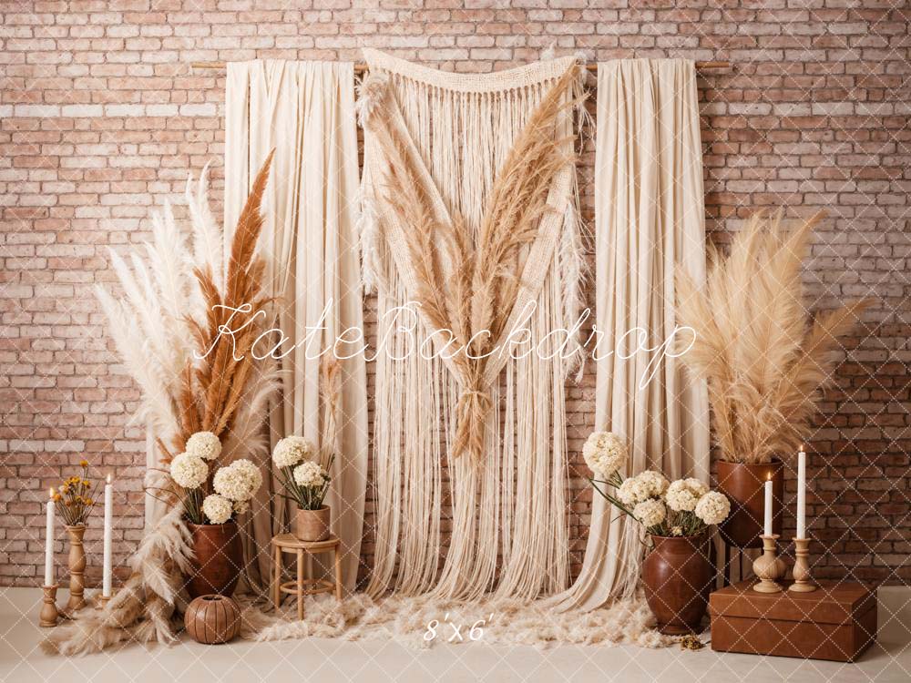 Kate Boho Candle Reed Curtains Fleece Backdrop Designed by Chain Photography - Kate Backdrop AU