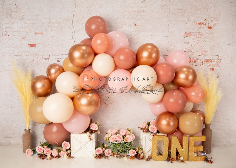 Kate Valentine's Day Rosy Fall Vibes Ballons Backdrop for Photography Designed by Jenna Onyia