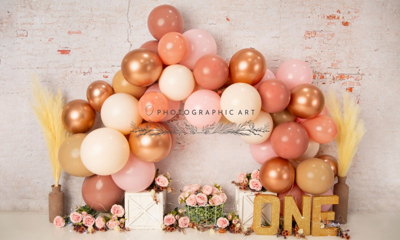 Kate Valentine's Day Rosy Fall Vibes Ballons Backdrop for Photography Designed by Jenna Onyia
