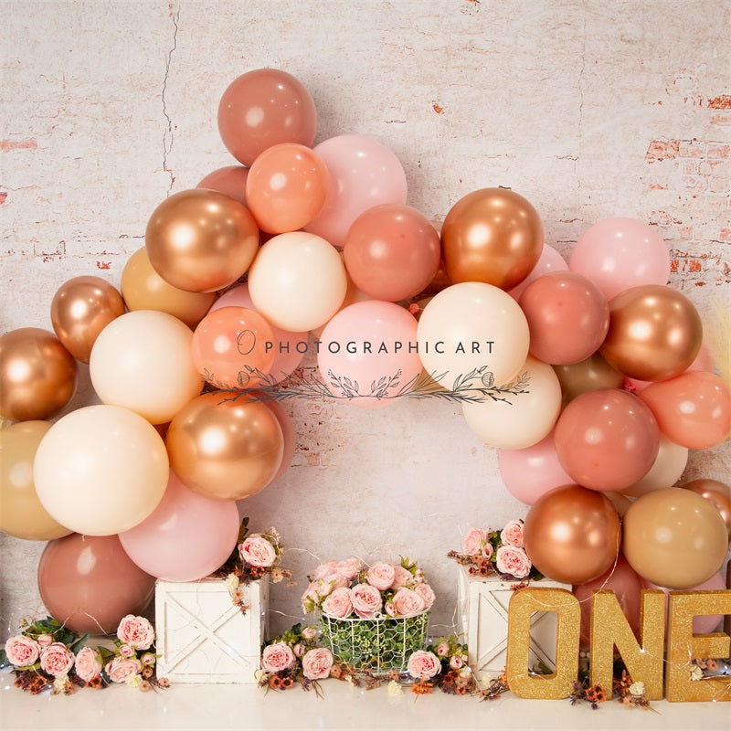 Kate Valentine's Day Rosy Fall Vibes Ballons Backdrop for Photography Designed by Jenna Onyia