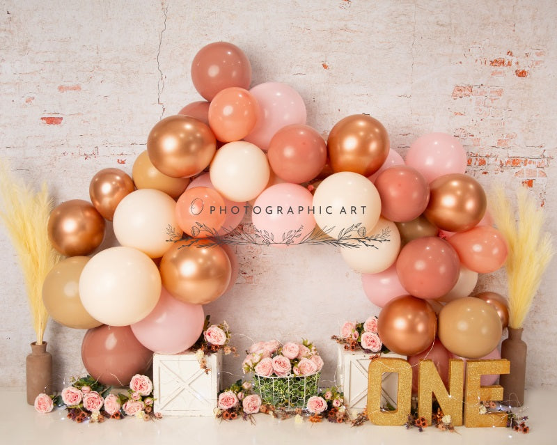 Kate Valentine's Day Rosy Fall Vibes Ballons Backdrop for Photography Designed by Jenna Onyia