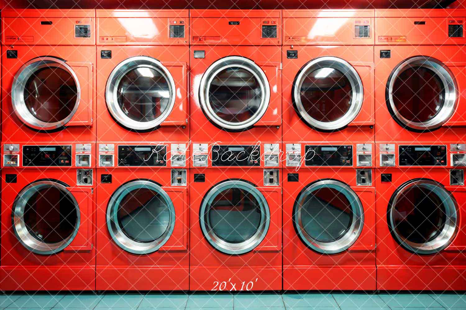 Kate Laundry Day Red Washing Machine Room Backdrop Designed by Emetselch