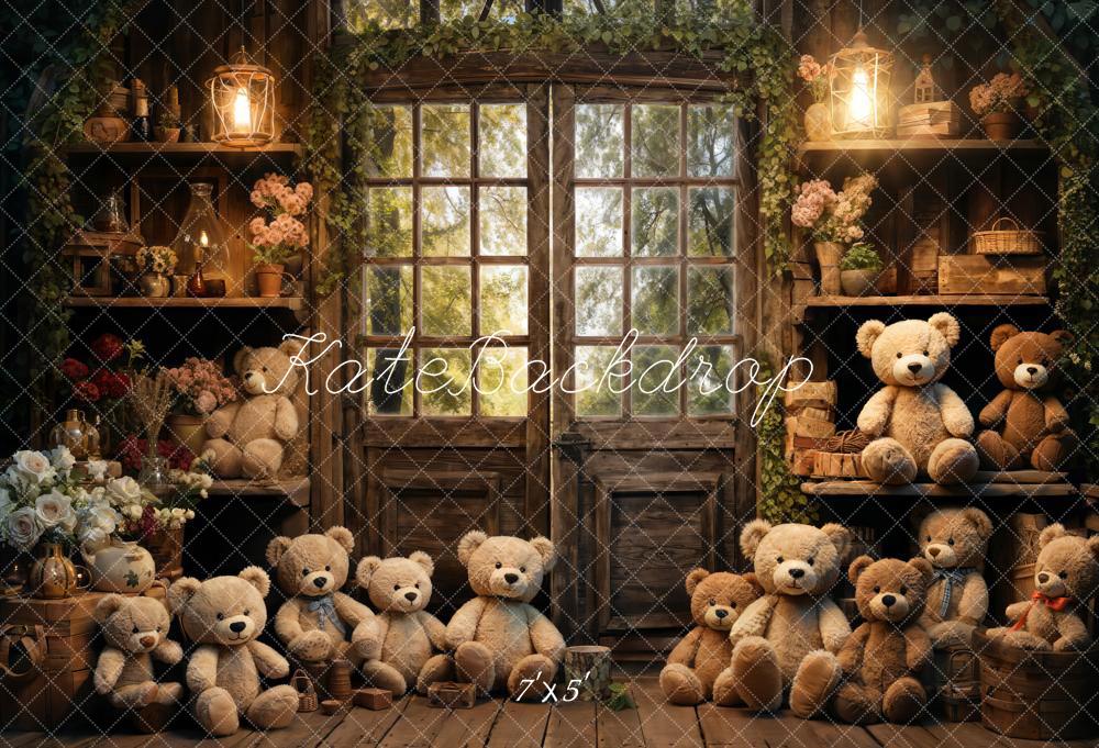 Kate Spring Bear Lantern Cabin Backdrop Designed by Emetselch - Kate Backdrop AU