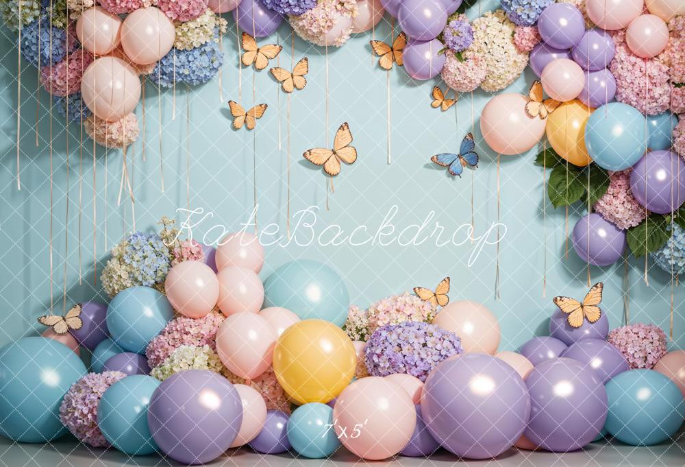 Kate Colorful Balloon Butterfly Wall Backdrop Designed by Emetselch - Kate Backdrop AU