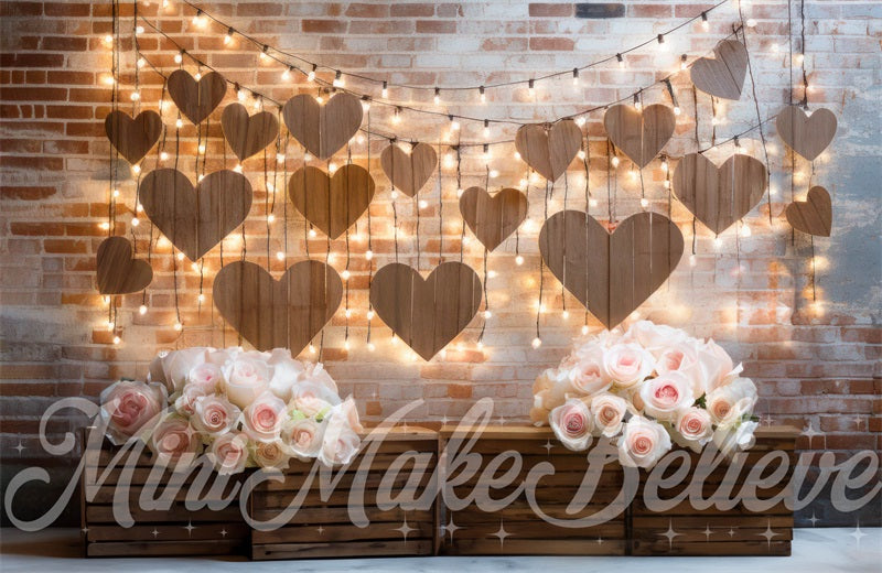 Kate Interior Barn Hearts and Lights Backdrop Designed by Mini MakeBelieve