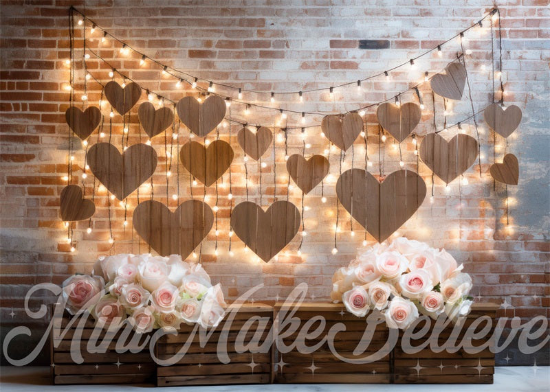 Kate Interior Barn Hearts and Lights Backdrop Designed by Mini MakeBelieve