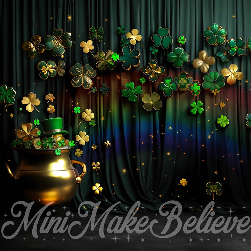 Kate Saint Patty Green Shamrock Rainbow Backdrop Designed by Mini MakeBelieve