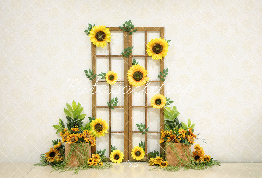 Kate Spring Sunflower Wooden Door Backdrop Designed by Emetselch