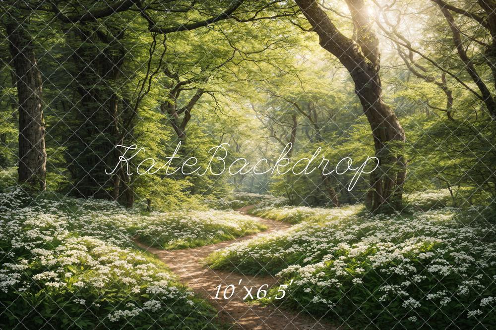 Kate Spring Green Forest Path Backdrop Designed by Chain Photography