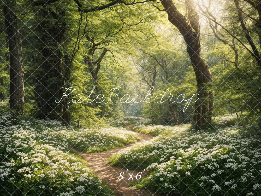 Kate Spring Green Forest Path Backdrop Designed by Chain Photography