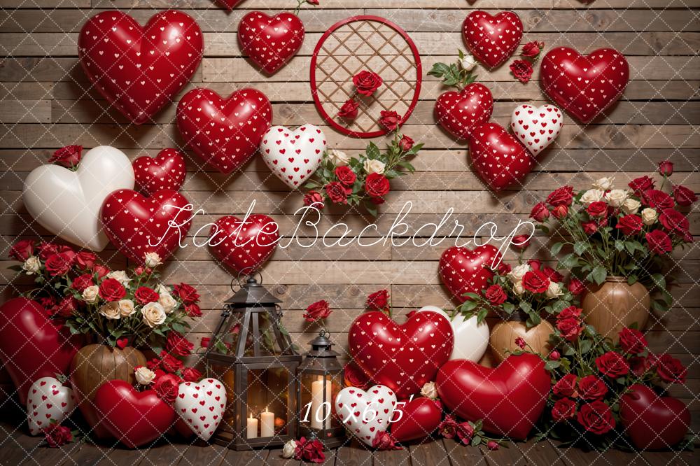 Kate Valentine's Day Love Balloons Flowers Backdrop Designed by Emetselch
