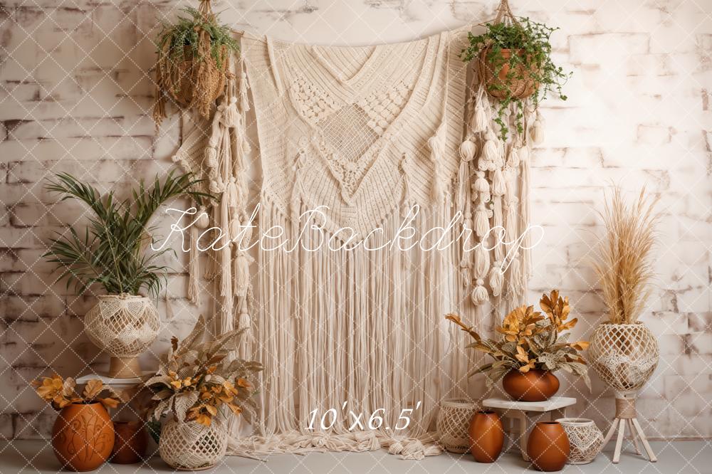 Kate Boho Flower Pot Lace Wall Hanging Backdrop Designed by Emetselch