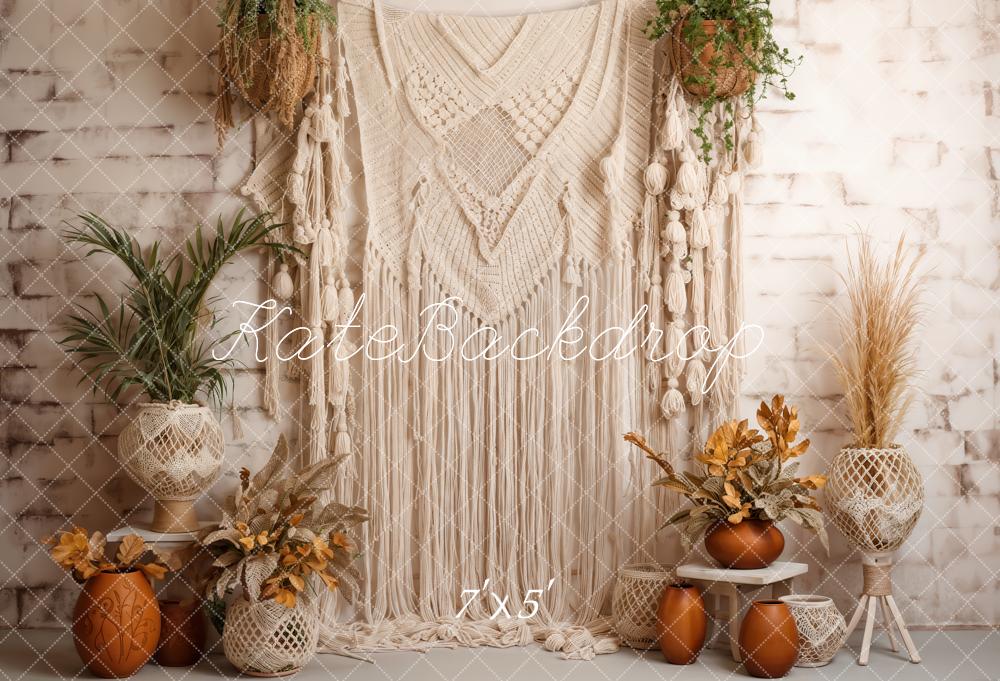 Kate Boho Flower Pot Lace Wall Hanging Backdrop Designed by Emetselch